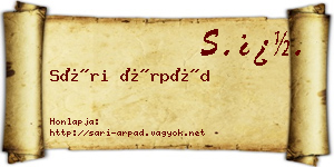 Sári Árpád névjegykártya