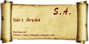 Sári Árpád névjegykártya
